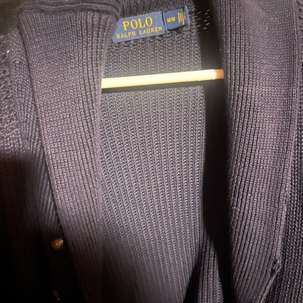 Fleece Polo by Ralph Lauren Cardigan Dark Blue Men’s Medium